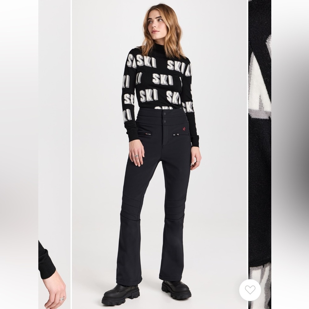 Perfect Moment 3D intarsia ski print soft merino wool  black sweater size XL NWT